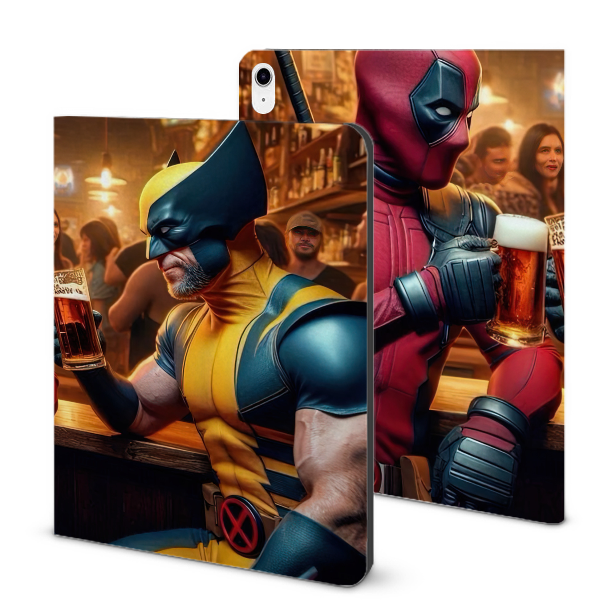 （画像用） Deadpool デッドプール IPad ケース ブック型 PUレザー TPU 耐衝撃 軽量 薄型 ペン収納なし 全面保護 IPad 各モデル対応